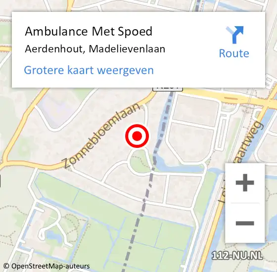 Locatie op kaart van de 112 melding: Ambulance Met Spoed Naar Aerdenhout, Madelievenlaan op 7 juni 2023 13:36