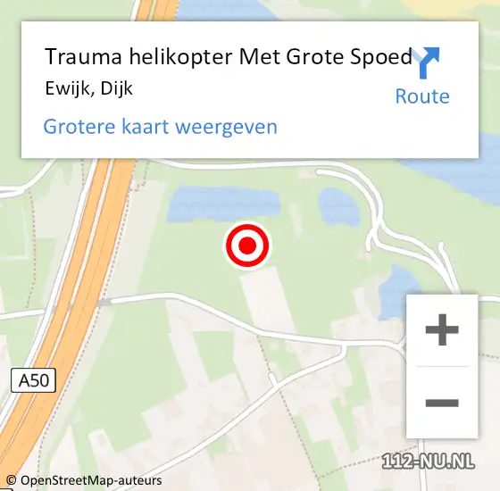 Locatie op kaart van de 112 melding: Trauma helikopter Met Grote Spoed Naar Ewijk, Dijk op 7 juni 2023 13:37