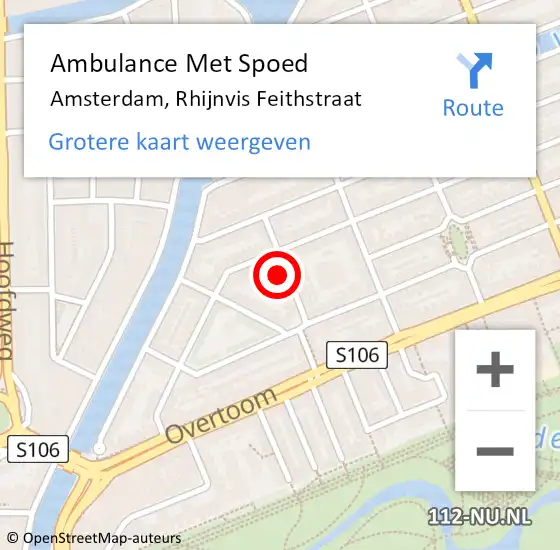Locatie op kaart van de 112 melding: Ambulance Met Spoed Naar Amsterdam, Rhijnvis Feithstraat op 7 juni 2023 14:06