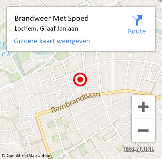 Locatie op kaart van de 112 melding: Brandweer Met Spoed Naar Lochem, Graaf Janlaan op 7 juni 2023 14:13