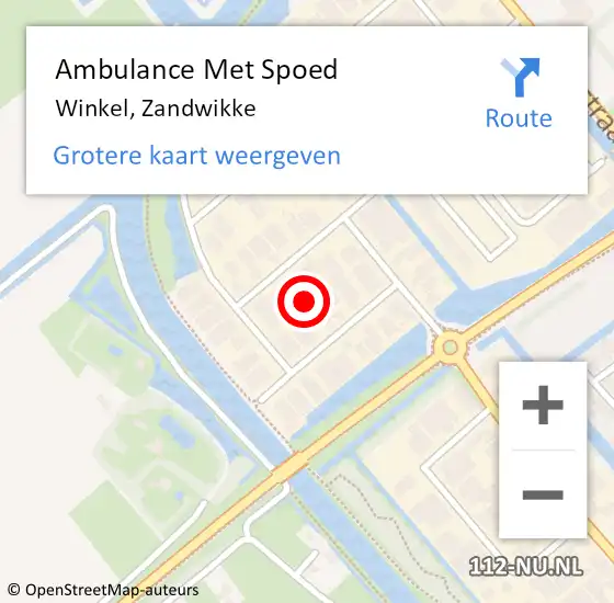 Locatie op kaart van de 112 melding: Ambulance Met Spoed Naar Winkel, Zandwikke op 7 juni 2023 14:18