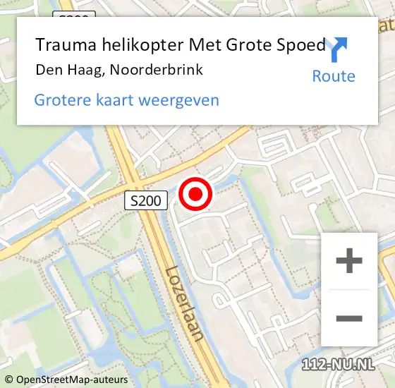 Locatie op kaart van de 112 melding: Trauma helikopter Met Grote Spoed Naar Den Haag, Noorderbrink op 7 juni 2023 14:25