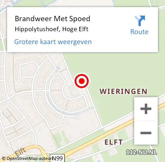 Locatie op kaart van de 112 melding: Brandweer Met Spoed Naar Hippolytushoef, Hoge Elft op 7 juni 2023 14:40