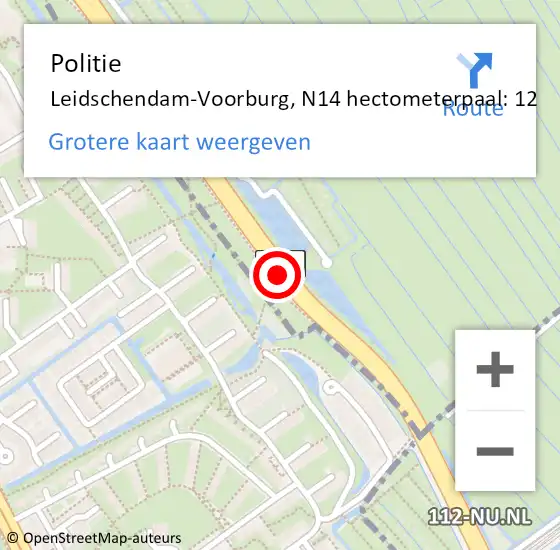 Locatie op kaart van de 112 melding: Politie Leidschendam-Voorburg, N14 hectometerpaal: 12 op 7 juni 2023 14:50