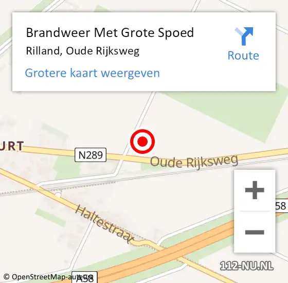 Locatie op kaart van de 112 melding: Brandweer Met Grote Spoed Naar Rilland, Oude Rijksweg op 7 juni 2023 14:50