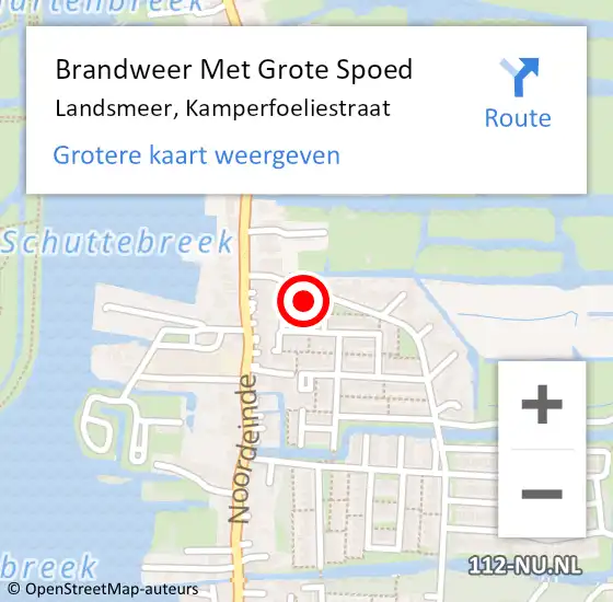 Locatie op kaart van de 112 melding: Brandweer Met Grote Spoed Naar Landsmeer, Kamperfoeliestraat op 7 juni 2023 14:50