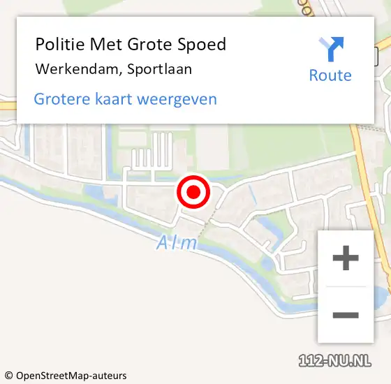 Locatie op kaart van de 112 melding: Politie Met Grote Spoed Naar Werkendam, Sportlaan op 7 juni 2023 14:52