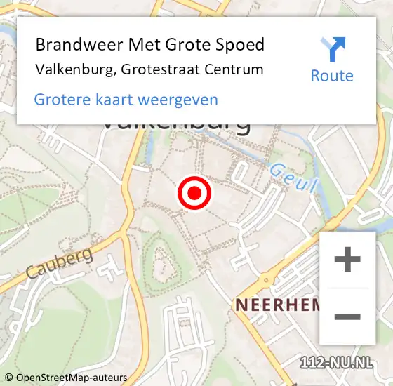 Locatie op kaart van de 112 melding: Brandweer Met Grote Spoed Naar Valkenburg, Grotestraat Centrum op 7 juni 2023 14:52