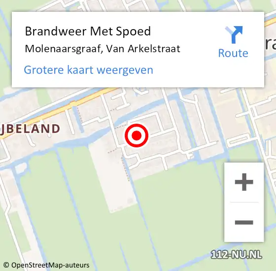 Locatie op kaart van de 112 melding: Brandweer Met Spoed Naar Molenaarsgraaf, Van Arkelstraat op 7 juni 2023 15:18