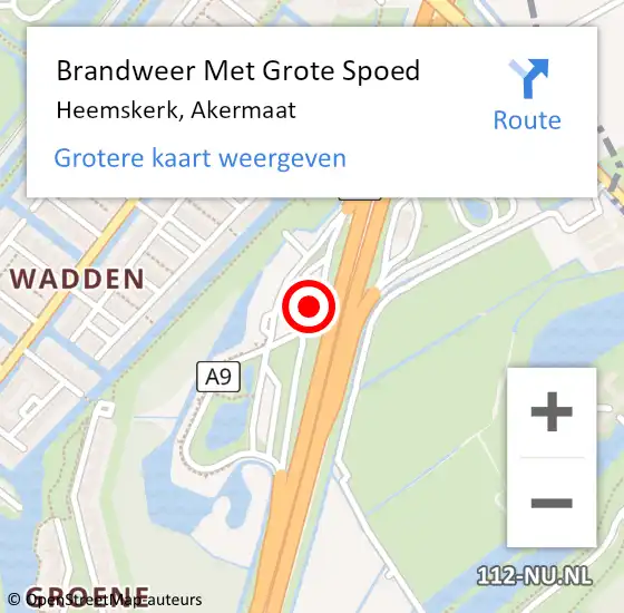 Locatie op kaart van de 112 melding: Brandweer Met Grote Spoed Naar Heemskerk, Akermaat op 7 juni 2023 15:36