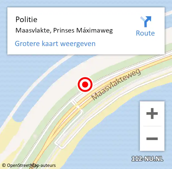 Locatie op kaart van de 112 melding: Politie Maasvlakte, Prinses Máximaweg op 7 juni 2023 15:37