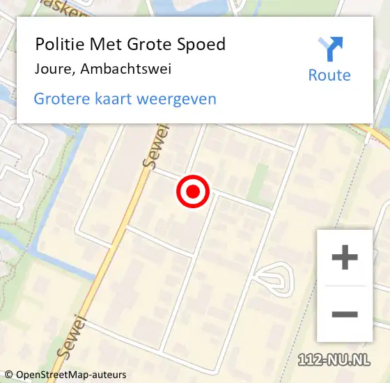 Locatie op kaart van de 112 melding: Politie Met Grote Spoed Naar Joure, Ambachtswei op 7 juni 2023 15:45