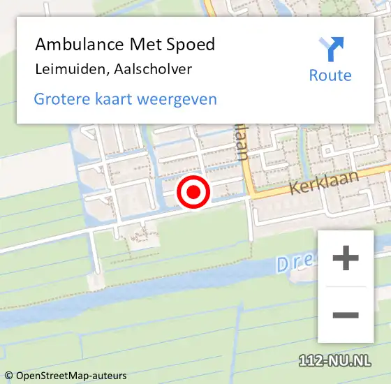 Locatie op kaart van de 112 melding: Ambulance Met Spoed Naar Leimuiden, Aalscholver op 7 juni 2023 16:01