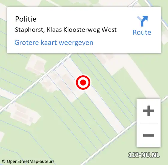 Locatie op kaart van de 112 melding: Politie Staphorst, Klaas Kloosterweg West op 7 juni 2023 16:01