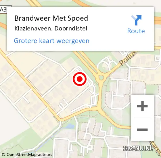 Locatie op kaart van de 112 melding: Brandweer Met Spoed Naar Klazienaveen, Doorndistel op 7 juni 2023 16:23