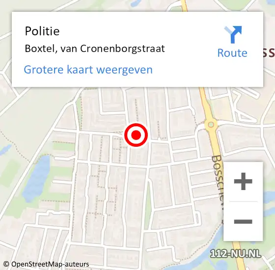 Locatie op kaart van de 112 melding: Politie Boxtel, van Cronenborgstraat op 7 juni 2023 16:29