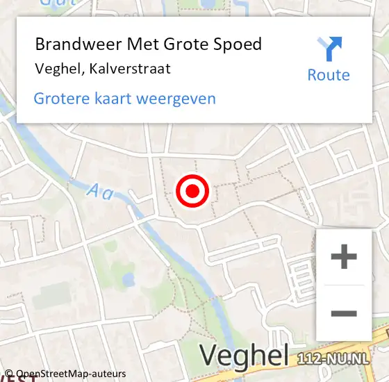 Locatie op kaart van de 112 melding: Brandweer Met Grote Spoed Naar Veghel, Kalverstraat op 7 juni 2023 16:36