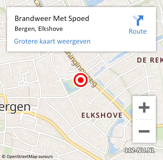 Locatie op kaart van de 112 melding: Brandweer Met Spoed Naar Bergen, Elkshove op 7 juni 2023 16:45