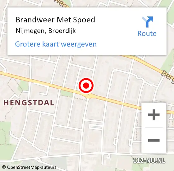 Locatie op kaart van de 112 melding: Brandweer Met Spoed Naar Nijmegen, Broerdijk op 7 juni 2023 16:50