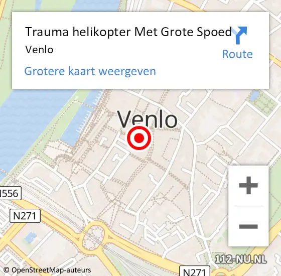 Locatie op kaart van de 112 melding: Trauma helikopter Met Grote Spoed Naar Venlo op 7 juni 2023 16:51
