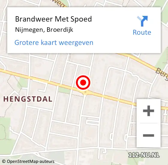 Locatie op kaart van de 112 melding: Brandweer Met Spoed Naar Nijmegen, Broerdijk op 7 juni 2023 16:54