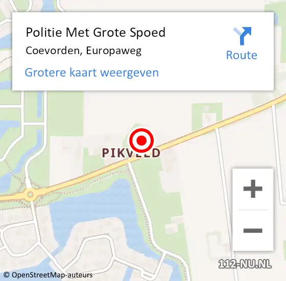 Locatie op kaart van de 112 melding: Politie Met Grote Spoed Naar Coevorden, Europaweg op 7 juni 2023 17:07