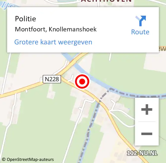 Locatie op kaart van de 112 melding: Politie Montfoort, Knollemanshoek op 7 juni 2023 17:13