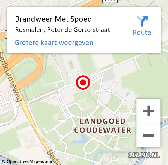 Locatie op kaart van de 112 melding: Brandweer Met Spoed Naar Rosmalen, Peter de Gorterstraat op 7 juni 2023 17:25