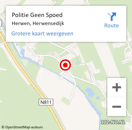 Locatie op kaart van de 112 melding: Politie Geen Spoed Naar Herwen, Herwensedijk op 7 juni 2023 17:34