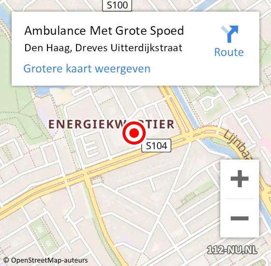 Locatie op kaart van de 112 melding: Ambulance Met Grote Spoed Naar Den Haag, Dreves Uitterdijkstraat op 7 juni 2023 17:52