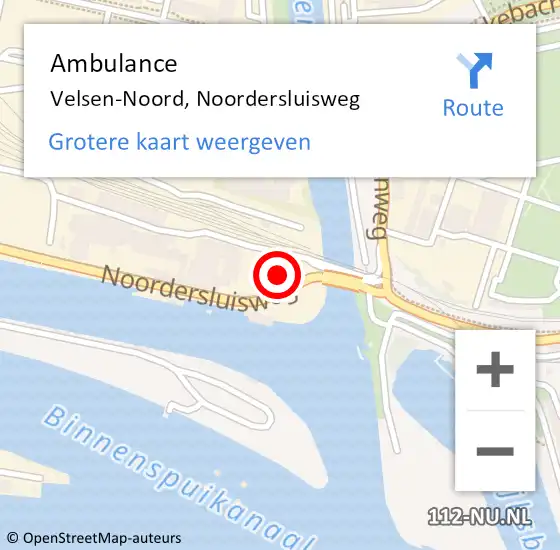 Locatie op kaart van de 112 melding: Ambulance Velsen-Noord, Noordersluisweg op 7 juni 2023 18:11