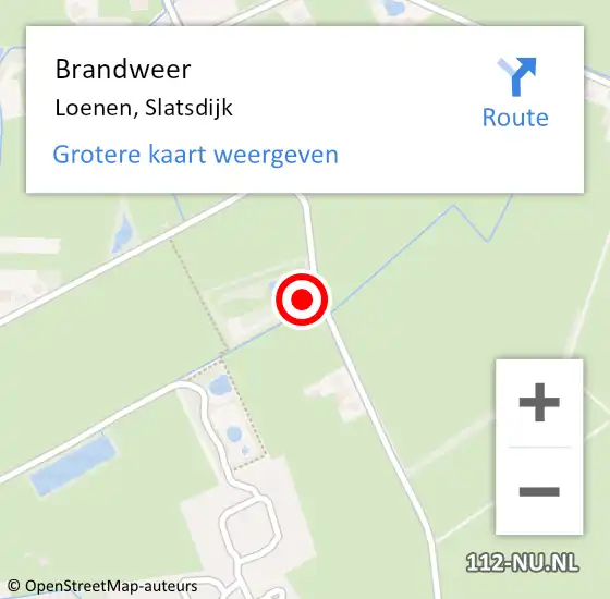 Locatie op kaart van de 112 melding: Brandweer Loenen, Slatsdijk op 7 juni 2023 18:30