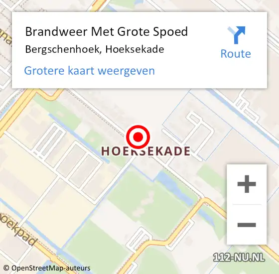 Locatie op kaart van de 112 melding: Brandweer Met Grote Spoed Naar Bergschenhoek, Hoeksekade op 7 juni 2023 18:39