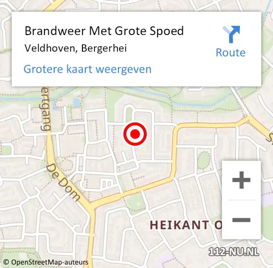 Locatie op kaart van de 112 melding: Brandweer Met Grote Spoed Naar Veldhoven, Bergerhei op 7 juni 2023 18:48