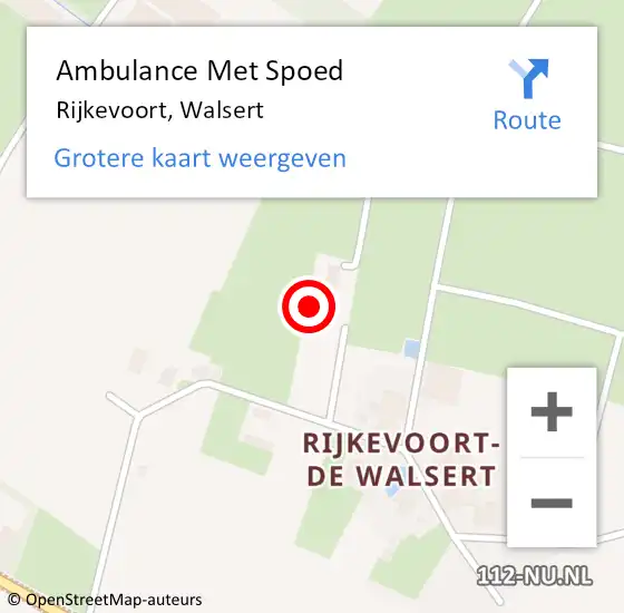 Locatie op kaart van de 112 melding: Ambulance Met Spoed Naar Rijkevoort, Walsert op 7 juni 2023 19:15