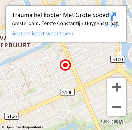 Locatie op kaart van de 112 melding: Trauma helikopter Met Grote Spoed Naar Amsterdam, Eerste Constantijn Huygensstraat op 7 juni 2023 19:40