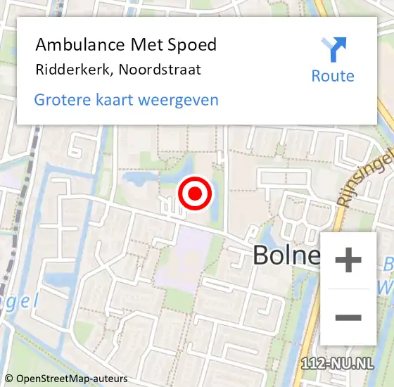 Locatie op kaart van de 112 melding: Ambulance Met Spoed Naar Ridderkerk, Noordstraat op 7 juni 2023 20:11