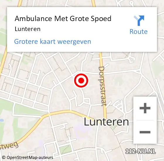 Locatie op kaart van de 112 melding: Ambulance Met Grote Spoed Naar Lunteren op 7 juni 2023 20:11