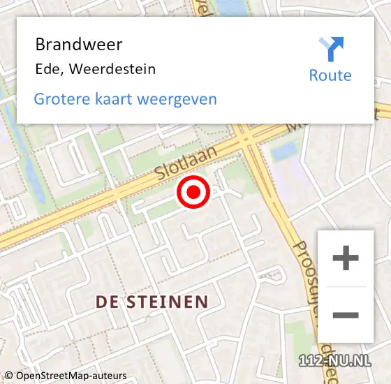 Locatie op kaart van de 112 melding: Brandweer Ede, Weerdestein op 7 juni 2023 20:11
