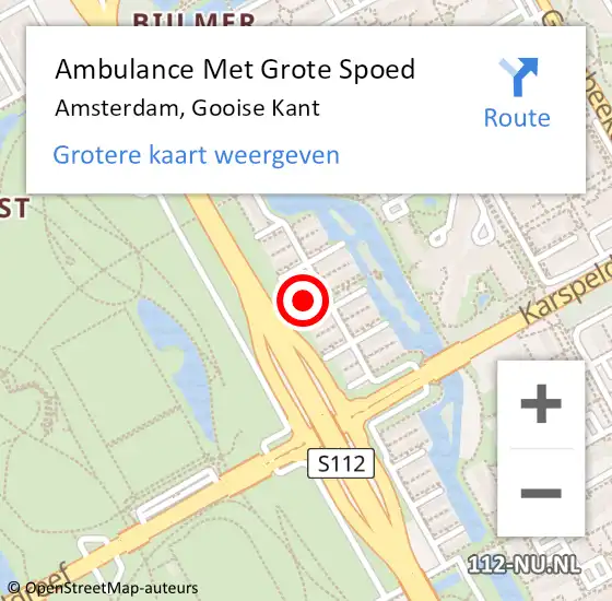 Locatie op kaart van de 112 melding: Ambulance Met Grote Spoed Naar Amsterdam, Gooise Kant op 7 juni 2023 20:11