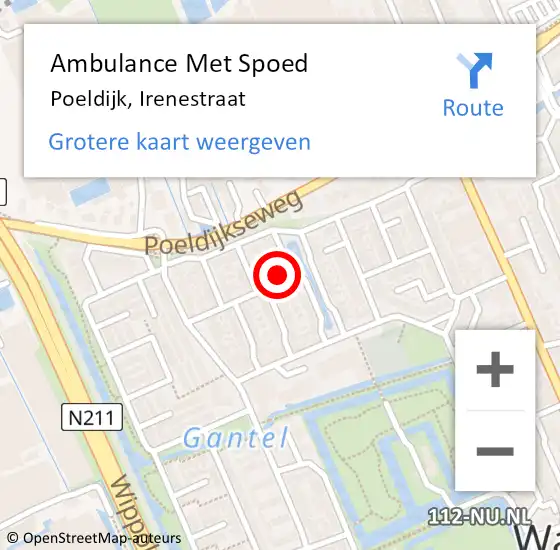 Locatie op kaart van de 112 melding: Ambulance Met Spoed Naar Poeldijk, Irenestraat op 7 juni 2023 20:14