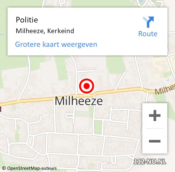 Locatie op kaart van de 112 melding: Politie Milheeze, Kerkeind op 7 juni 2023 20:15