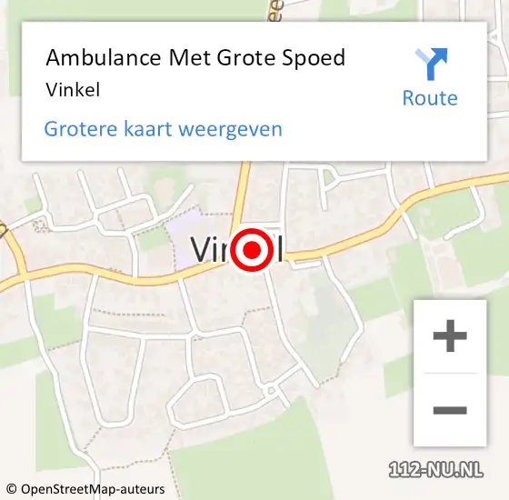 Locatie op kaart van de 112 melding: Ambulance Met Grote Spoed Naar Vinkel op 7 juni 2023 20:15