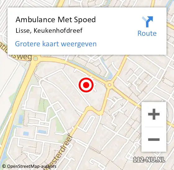 Locatie op kaart van de 112 melding: Ambulance Met Spoed Naar Lisse, Keukenhofdreef op 7 juni 2023 20:17