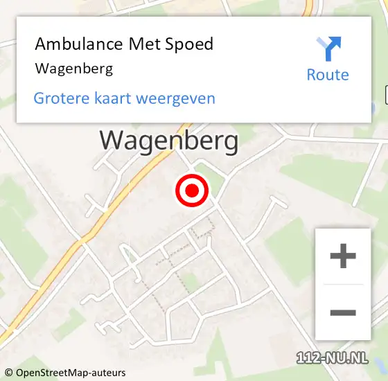 Locatie op kaart van de 112 melding: Ambulance Met Spoed Naar Wagenberg op 7 juni 2023 20:19