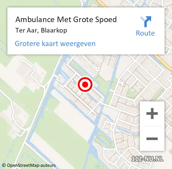 Locatie op kaart van de 112 melding: Ambulance Met Grote Spoed Naar Ter Aar, Blaarkop op 7 juni 2023 20:33