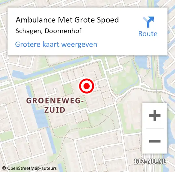 Locatie op kaart van de 112 melding: Ambulance Met Grote Spoed Naar Schagen, Doornenhof op 7 juni 2023 20:38