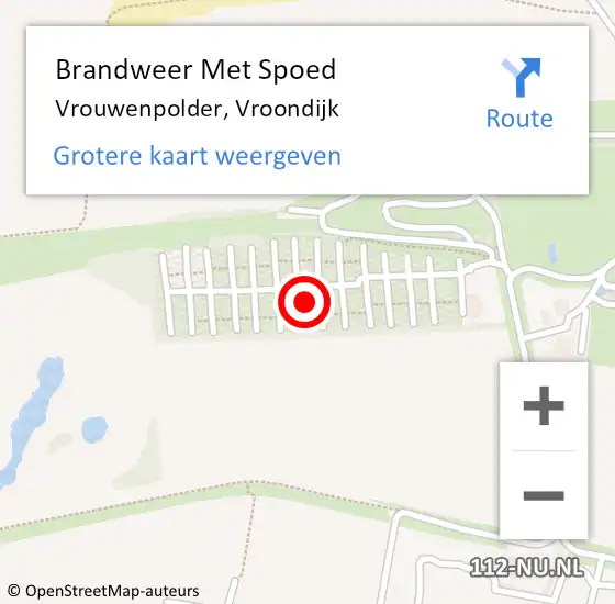 Locatie op kaart van de 112 melding: Brandweer Met Spoed Naar Vrouwenpolder, Vroondijk op 7 juni 2023 21:09