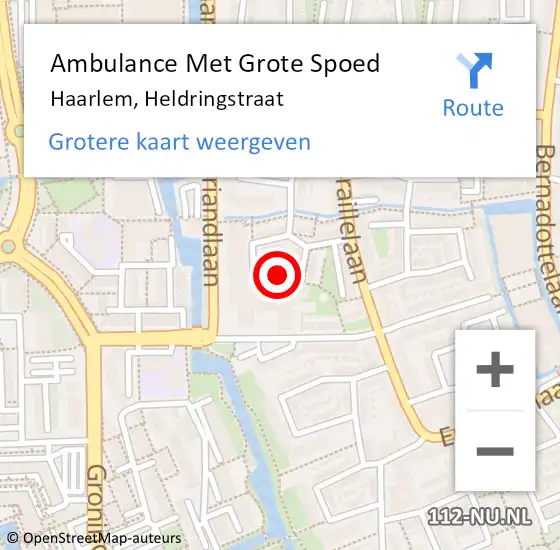 Locatie op kaart van de 112 melding: Ambulance Met Grote Spoed Naar Haarlem, Heldringstraat op 7 juni 2023 21:13