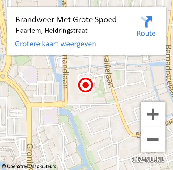 Locatie op kaart van de 112 melding: Brandweer Met Grote Spoed Naar Haarlem, Heldringstraat op 7 juni 2023 21:14